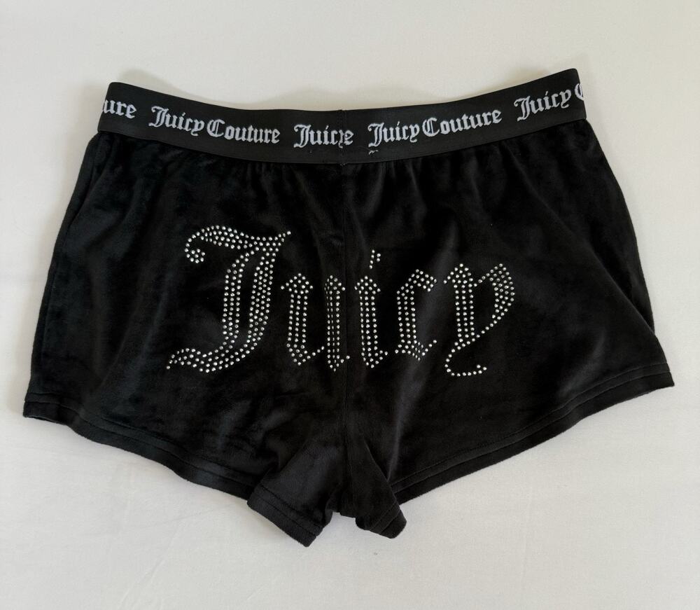 Juicy Couture Velour Sleep Shorts Black Rhinestone Women’s S A110